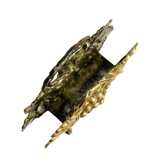 Napkin Holder Grape Vine Gold-Color Footed by Studio Silversmith 7" x 5" - Picture 4 of 7